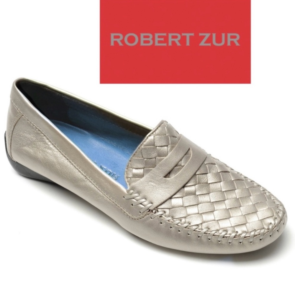Robert Zur Petra silver driving Moc loafer, 7.5 2A, G1069